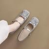 Augustine silver single shoes women's 2025 new summer French beautiful flat sole soft sole square head Mary Jane single shoes