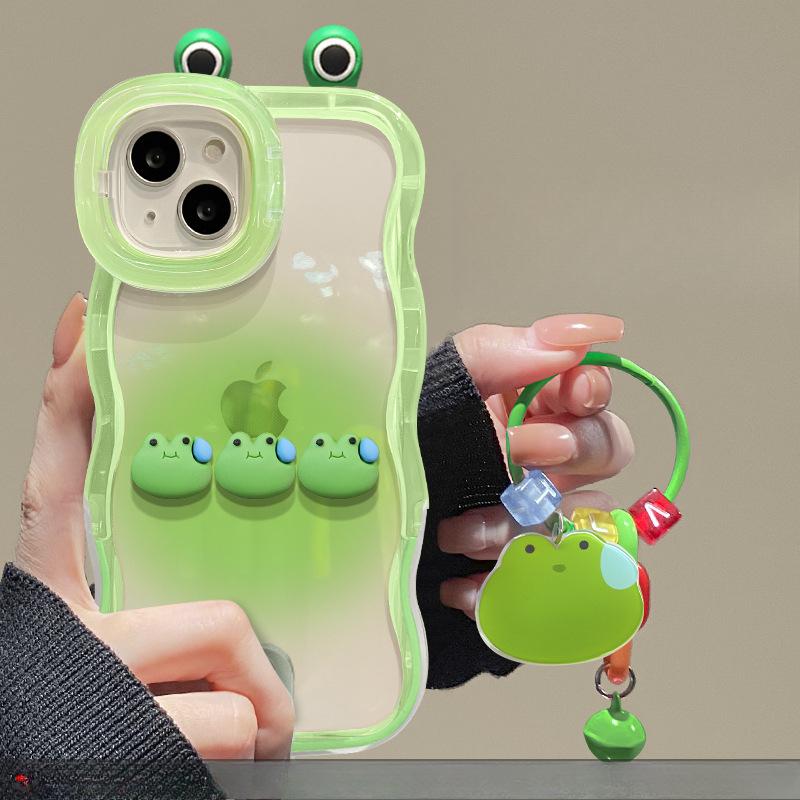 Woman Frog Doll Pendant Suitable for Apple 15 Mobile Phone Case IPhone 14plua Cute Anti-fall 13 Double Bracket
