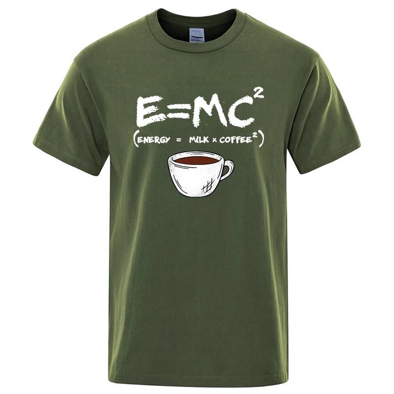 E=MC Squared Coffee Graphic T Shirt Funny Math Engineer Meme Cotton Blend S-XXL S