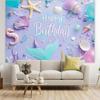 2D Printing Pastel Mermaid Backdrop, Underwater Sea Theme Birthday Party Background