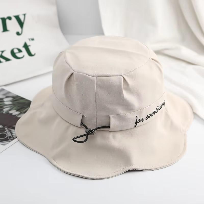 Panama Hat Women's Letter Embroidered Fisherman Bucket Cap Large Brim Flat Top Sunshade Beach Summer Hat Fashion Outdoor Caps