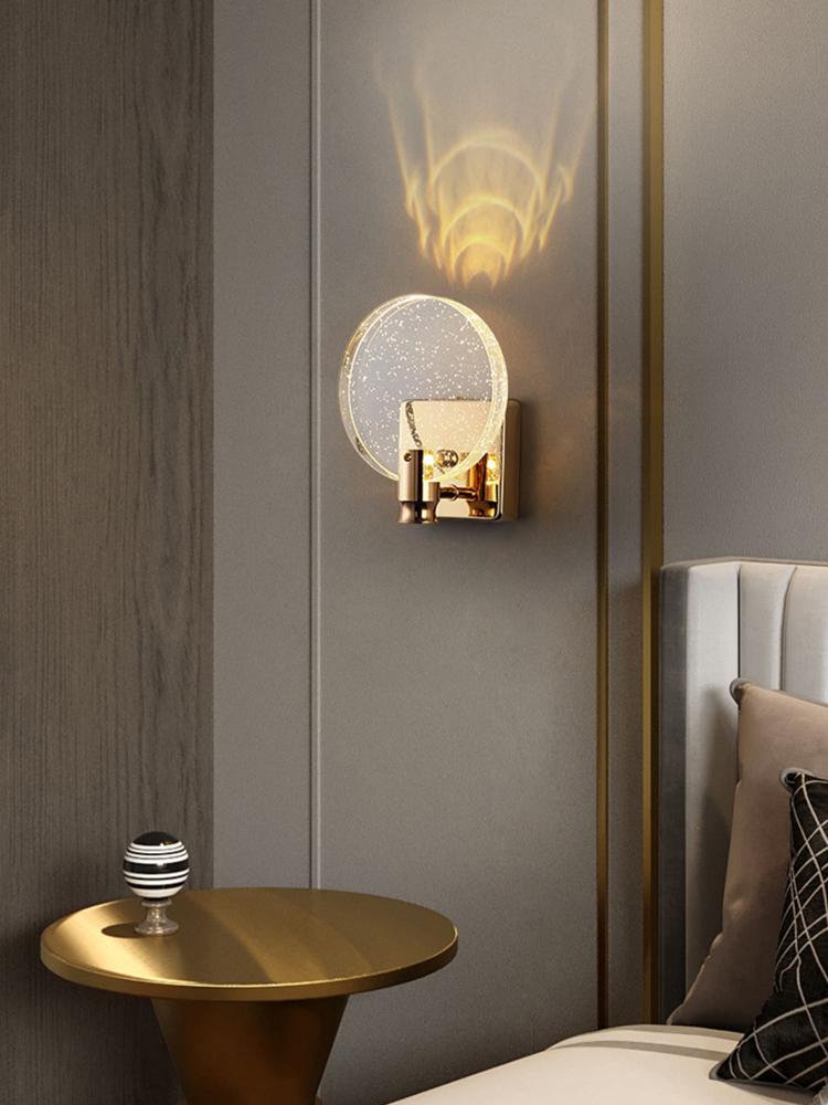 Golden Crystal Modern Glass Stainless Steel Body Led Wall Lamp,Lustre Living Room, Bedroom,Kitchen Interior Lights House Sconces