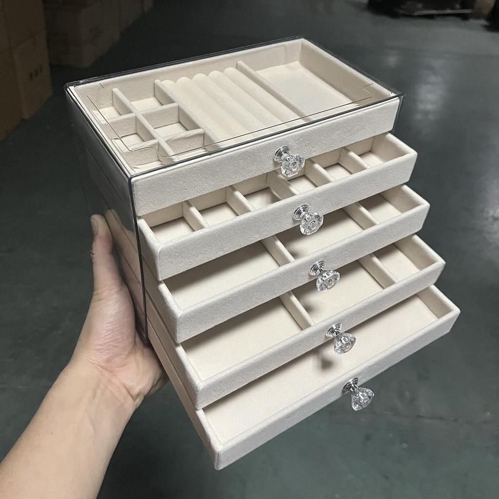 Five-Layer Acrylic Jewelry Storage Box - Earring, Necklace, Ring Organizer with Large Capacity and High-End Design