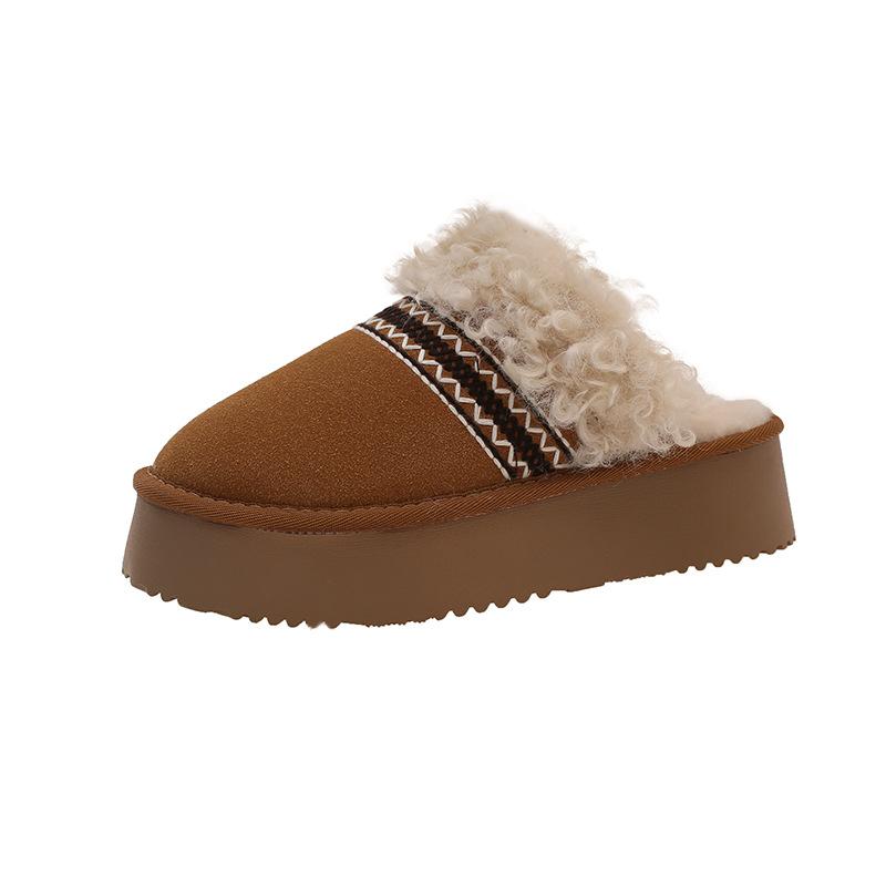 

Women s padded thickened warm hiking mountaineering thick bottom waterproof non-slip sports and leisure production snow boots cotton slippers 40 коричневый