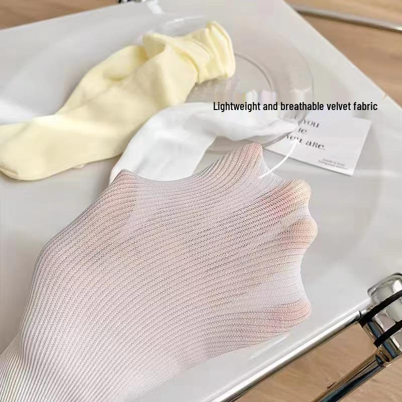 Women's Summer Ice Tube Socks – Thin Black & White Pile Stockings