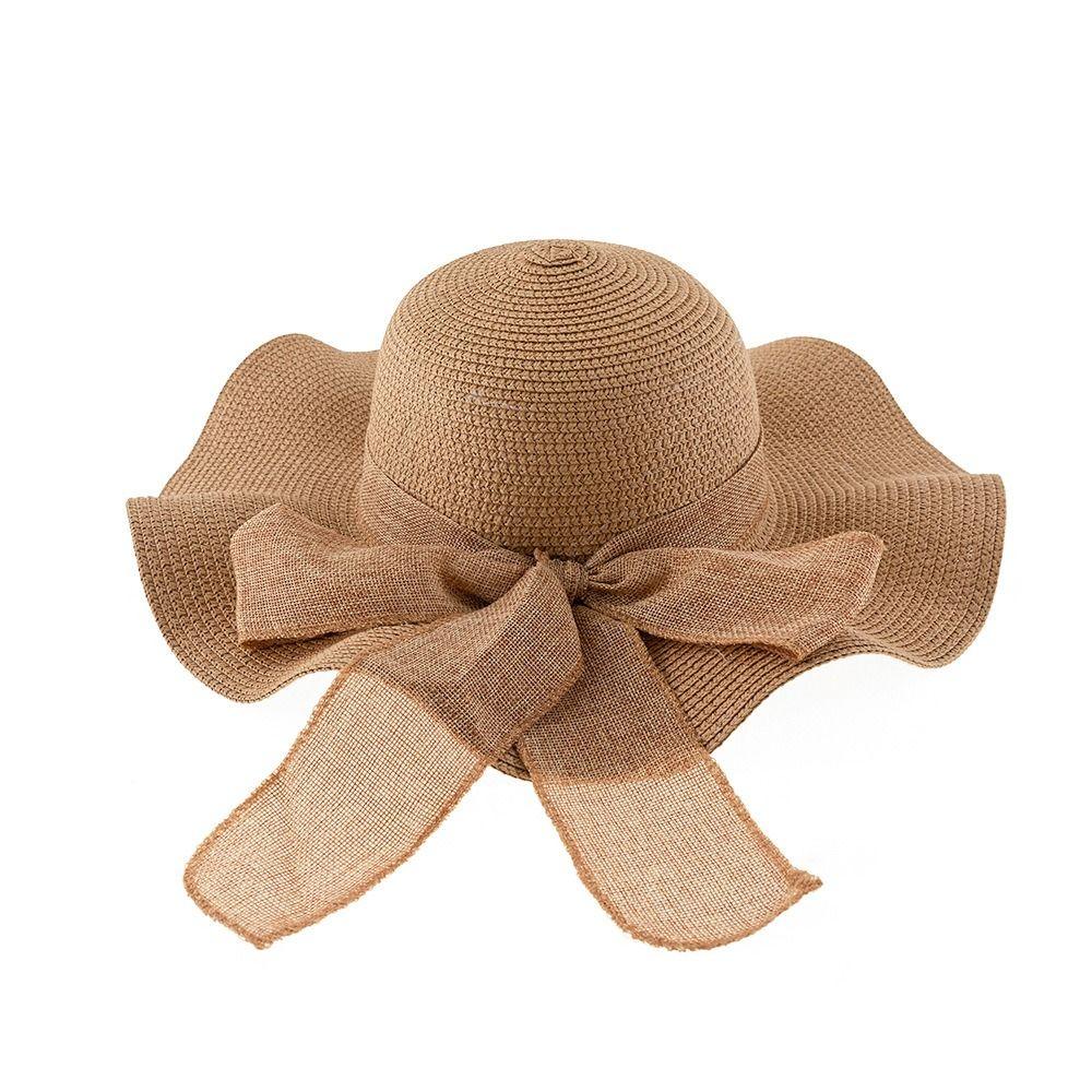 Wide Brim Travel Straw Hat Foldable Sun Visor Cap Casual Beach Hat