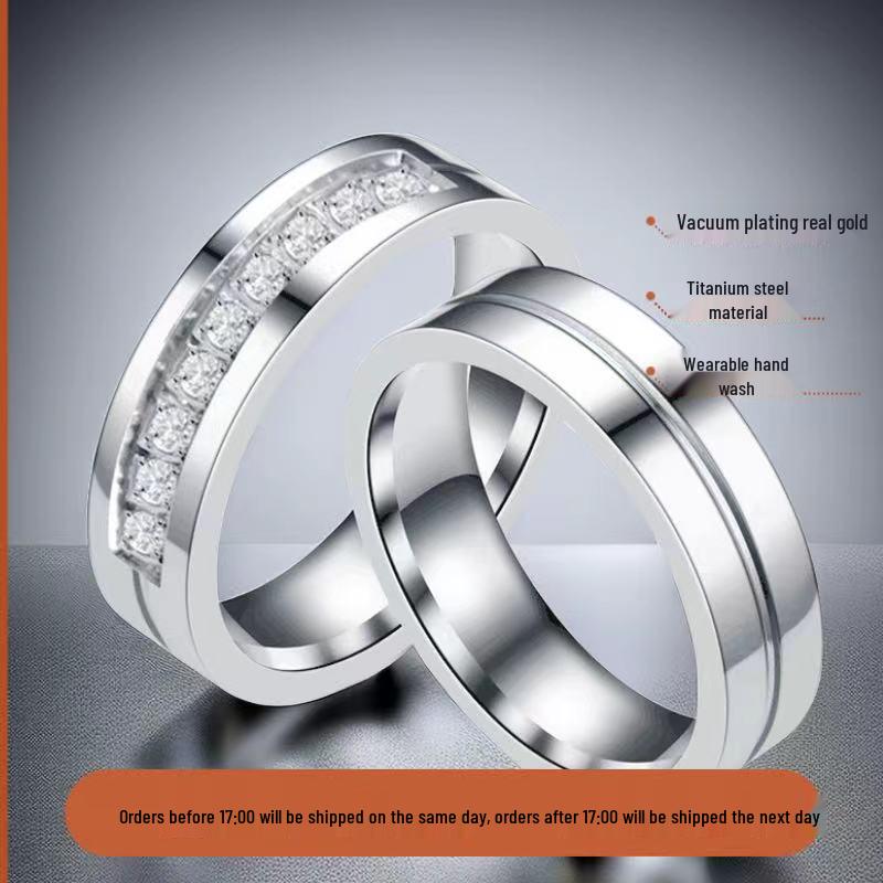 Stainless Steel Couple Rings: Colorfast, Niche Ins Style with Micro-set Diamonds, Titanium Steel Jewelry