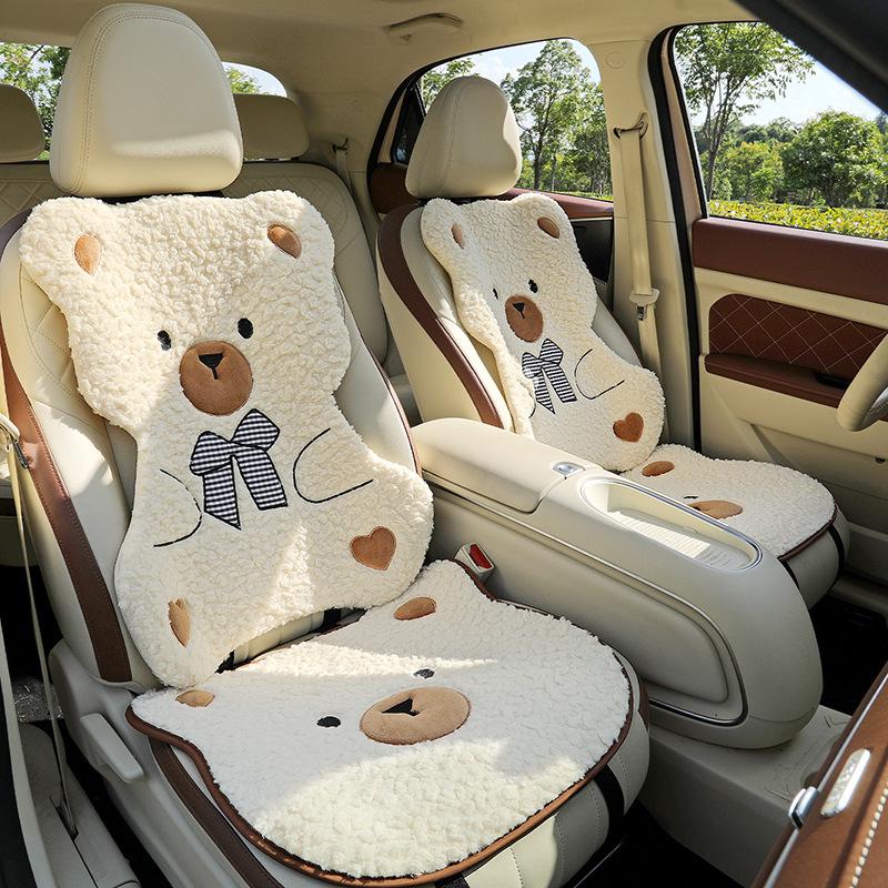 2025 Winter Goddess Style Plush Car Seat Cushion - Thick, Warm Cartoon Cover