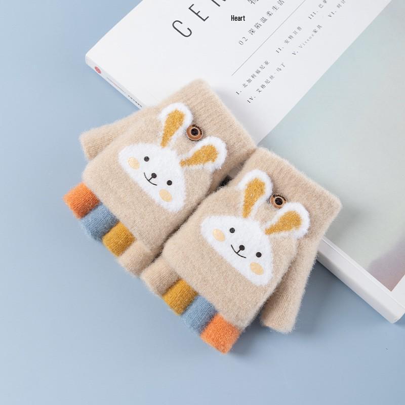 Children s Winter Flip-Top Knitting Gloves (4-10 Years) - Half-Finger, Warm, Ideal for Writing, Boys & Girls 4-10 Years Children (Flip-Top Gloves)