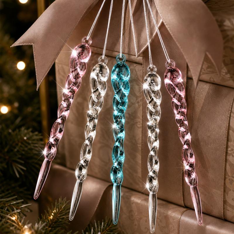 Christmas creative decorations colorful transparent ice bars hanging threaded ice cream pendant ice column dress up