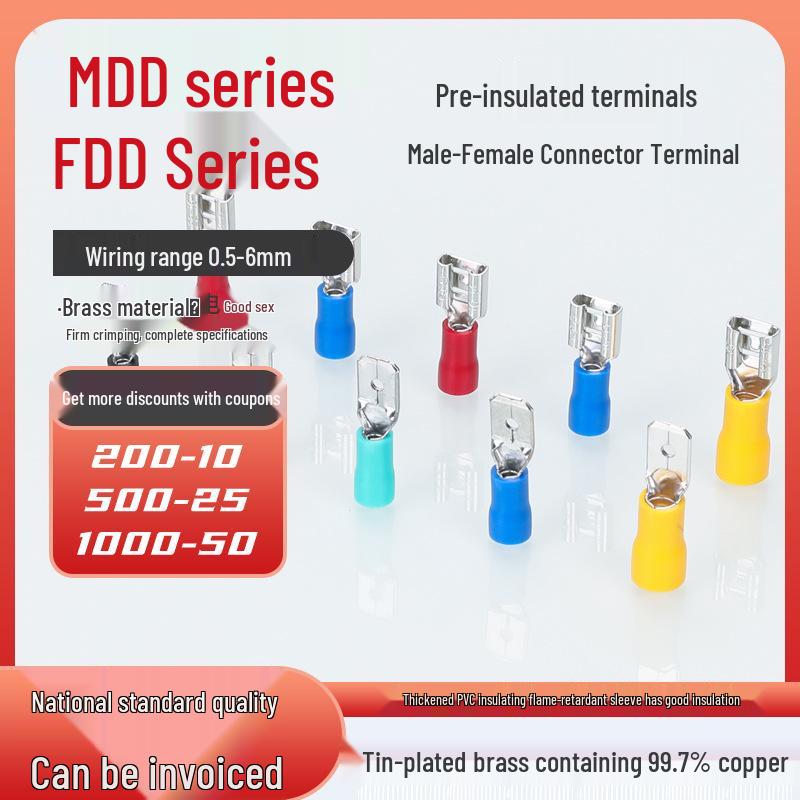 KT Keshitong FDD1.25-110(8)/250 Female Pre-insulated 2.8mm Crimp Terminal Connector