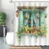 Shower Curtain: Charming Window with Blooming Flowers and Lantern for a Cozy and Inviting Bathroom Decor