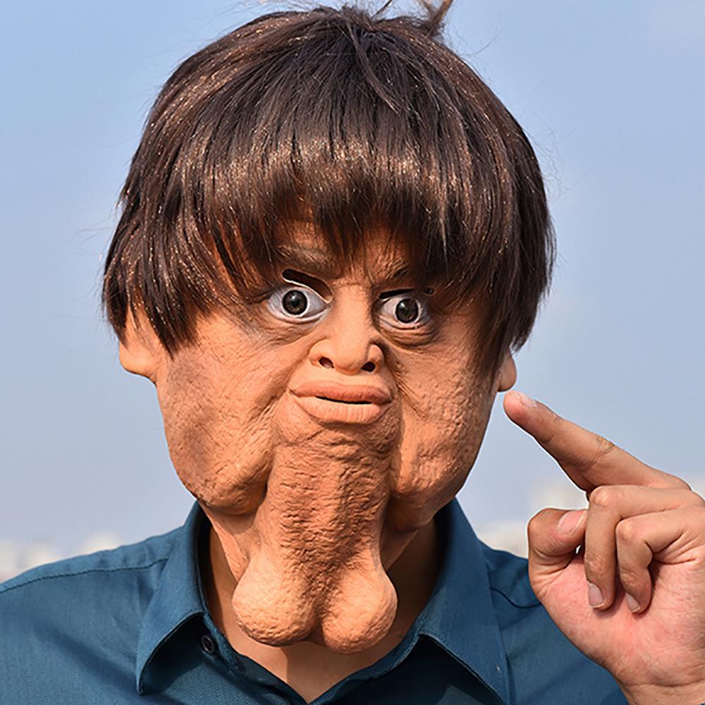 1x Funny Exaggerated Double Chin Latex Head Mask For Costume Party Cosplay Props