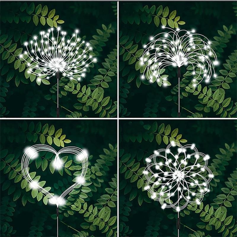 1PC Solar Fireworks Lamp Outdoor Grass Globe Dandelion Flash String Fairy lights 90/120/150/200LED For Garden Lawn Holiday Light