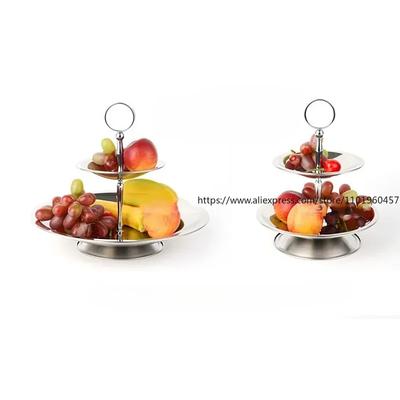 Présentoirs de rangement en acier inoxydable pour gâteaux, desserts et fruits, plateaux à desserts pour décoration de bureau, mariage, anniversaire ou fête.