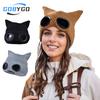 Durable And Safe Winter Windproof Glasses Hat Outdoor Skiing Goggles Ear Protection Sleeve Hat Warm Anti-Cold Knitted Woolen Cat Ears Hat