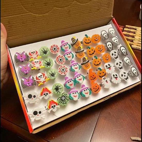 50 Pcs Halloween Rings LED Light Up Flashing Rings Glowing Finger Rings Halloween Party Favors for Kids Adults