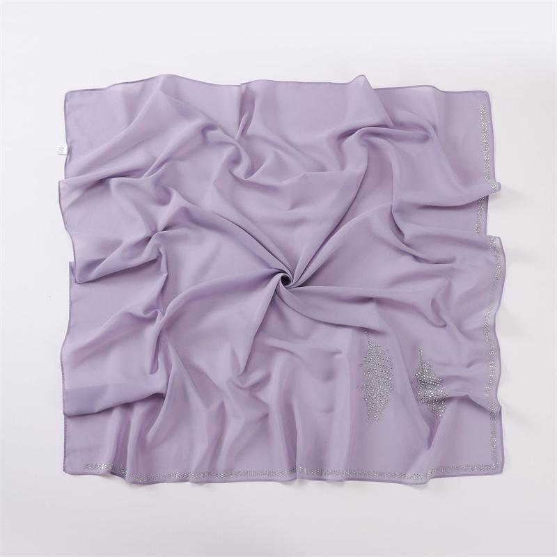 90*90Cm Luxury Rhinestone Feather Square Bubble Chiffon Instant Hijab Shawl Lady High Quality Wrap Bufandas Ramadan Muslim Sjaal