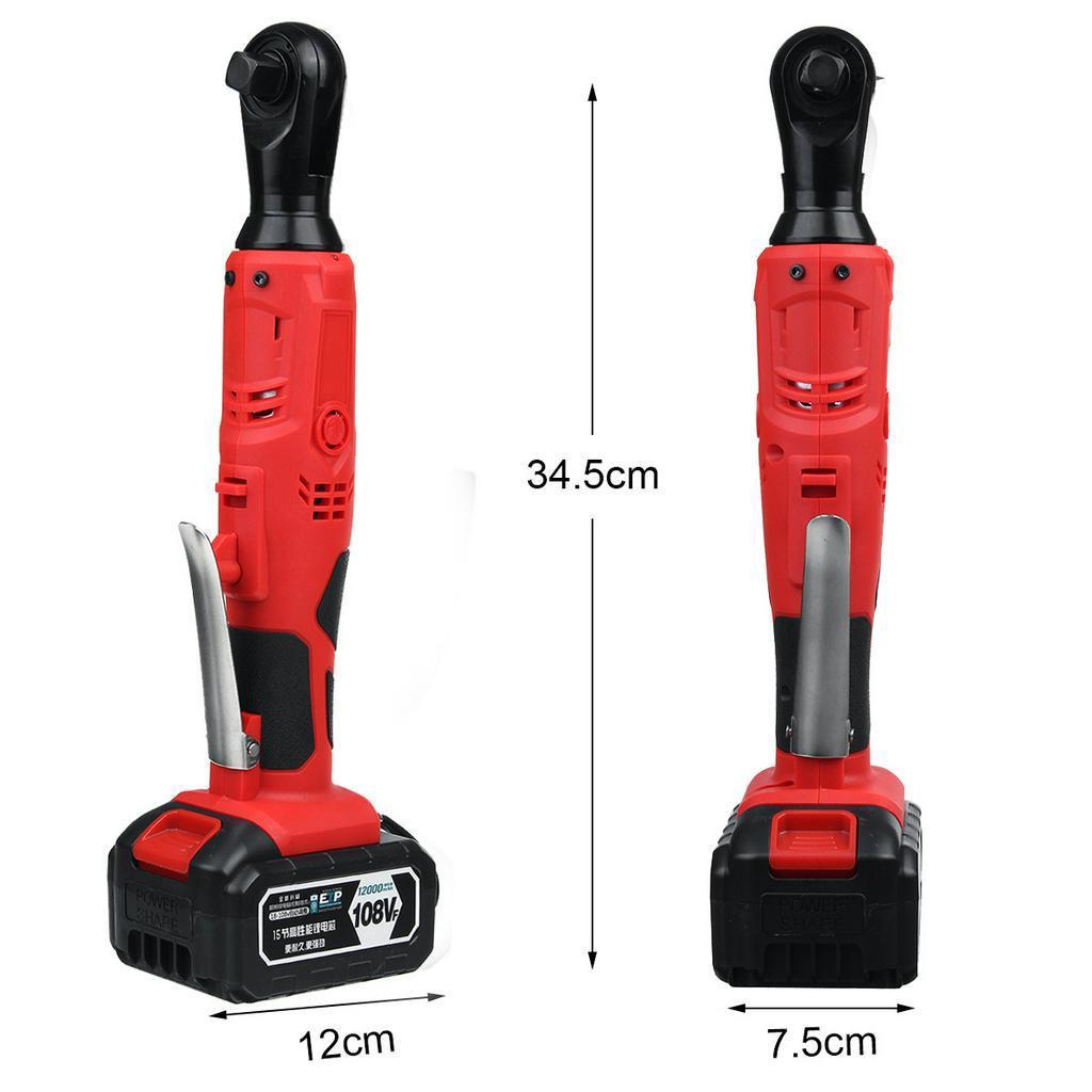 160N.m 100V-240V Rechargeable Right Angle Wrench With2 Battery Charger Kit Cordless Electric Wrench Ratchet Wrench Repair Tool
