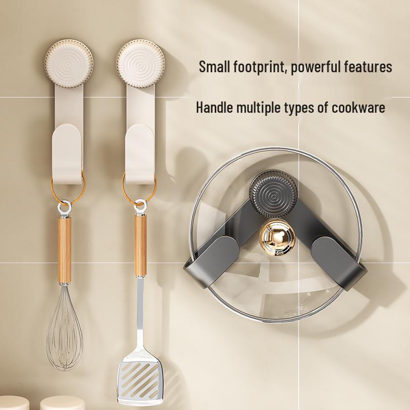 Wall-Mounted Suction Cup Pot Lid & Cutting Board Holder, Punch-Free Kitchen Storage Rack