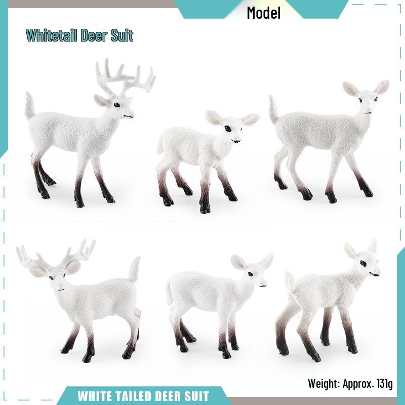 Simulated Christmas Reindeer and White-Tailed Deer Ornament Set