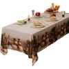 Christmas Rectangle Tablecloth Waterproof Xmas Holly Candy Cane Table Cloth Washable Table Cover for Home Dinner Party Decoration