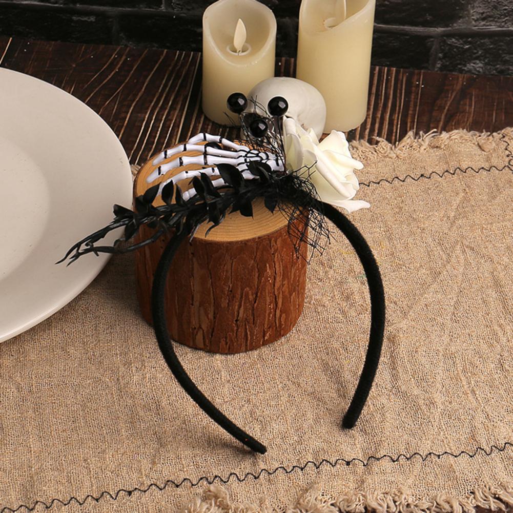 Elastic Halloween Headband Halloween Costume Accessory Rose Skull Skeleton Hand Headpiece for Halloween for Women for Family