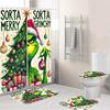 Temu Bathroom Three-Piece Set, Green-Haired Grinch Pattern Bathroom Non-Slip Mat, U-Pad And Shower Curtain Set
