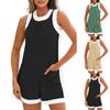 Women Short Cropped Sleeveless Loose Fit Romper Pockets Casual Jumpsuits