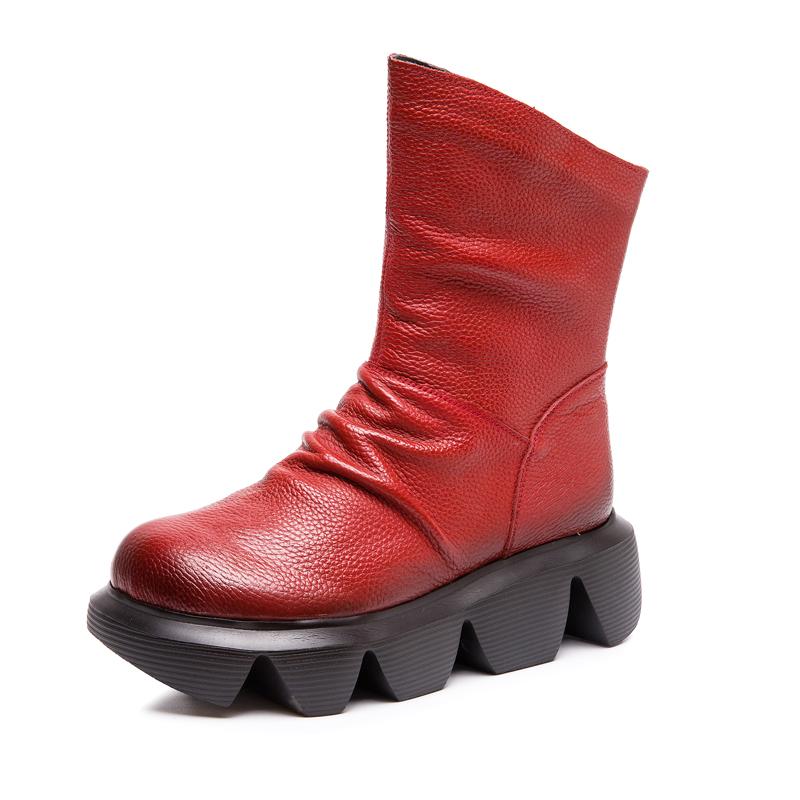 

Модні черевики до щиколотки GKTINOO Жіночі З натуральної коров ячої шкіри Чоботи-платформа Застібка-блискавка збоку М які Зручні Осінні Зимові Жіноче взуття Ручної роботи 245