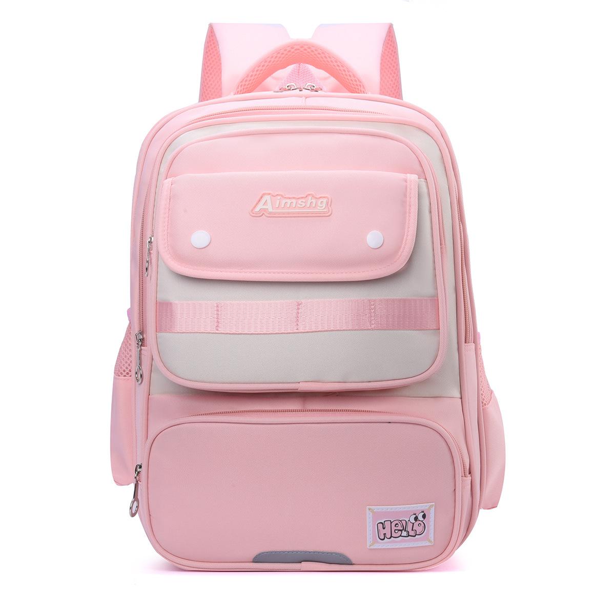 

School bag color matching backpack primary school students large capacity fifth and sixth grades fashion lightweight versatile backpack рожевий