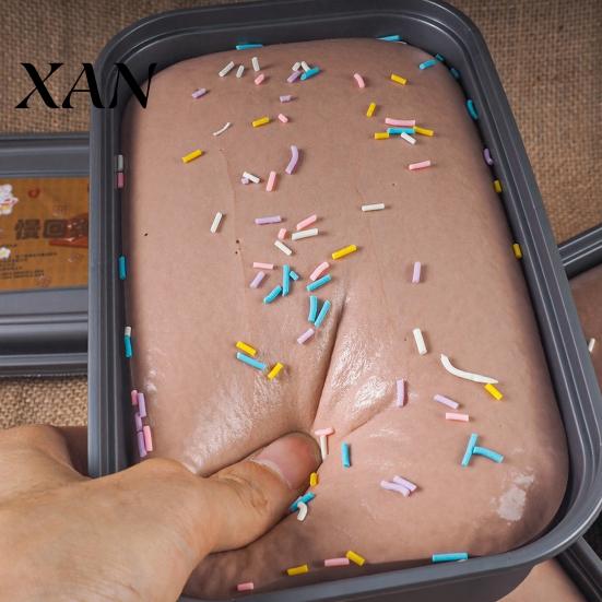 Eisbox Spielzeug Weich Langsam Aufgehend Kuchen Kneten Realistisch Taro Dessert Fidget für Stress Befriedigende Sensorische Linderung Tragbares Dekompressions-Gadget Kinder