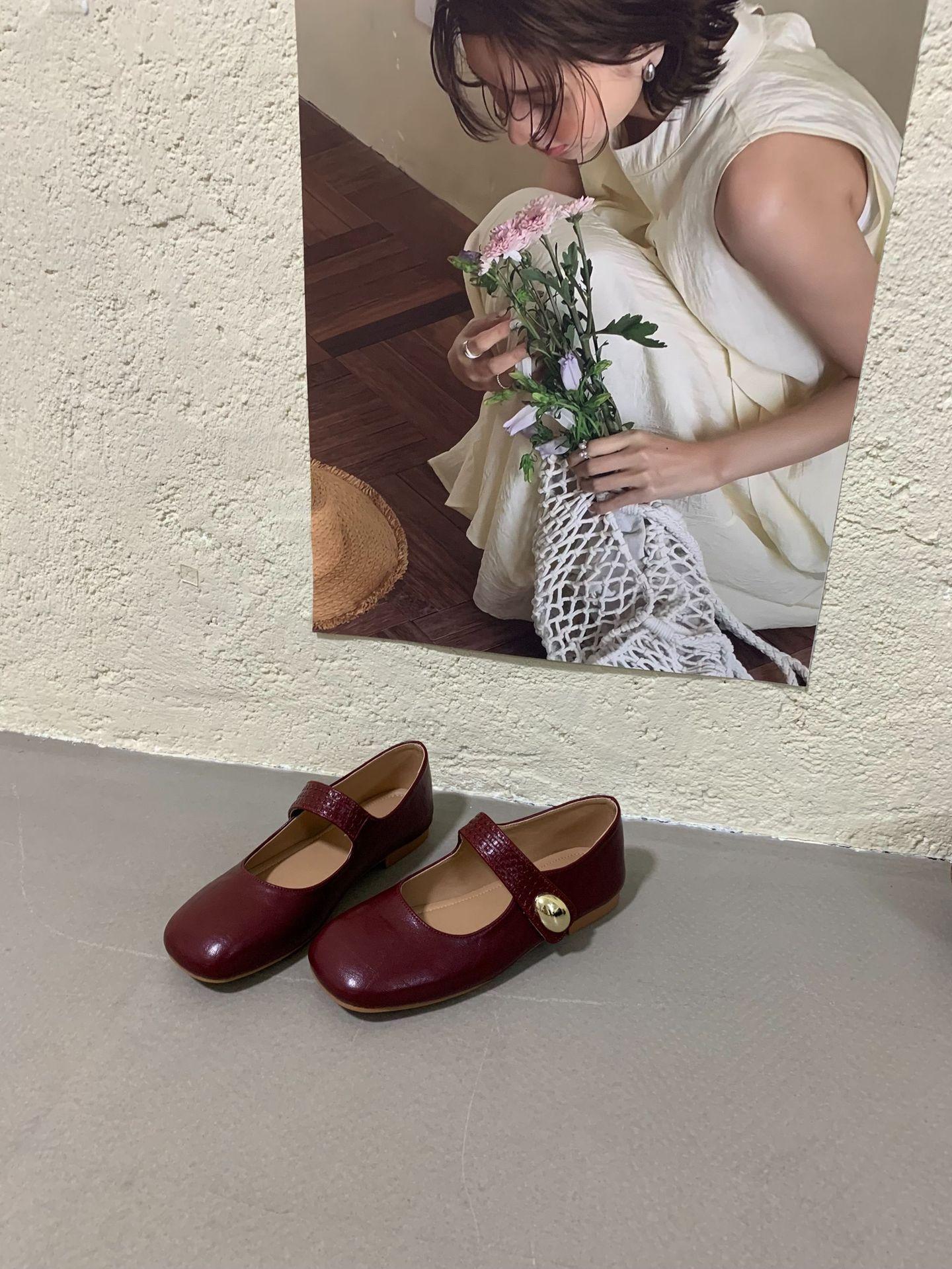Women s Square Toe Flat Ankle Strap Spring French Style Elegant Casual Pumps - Comfortable Casual Wear 35