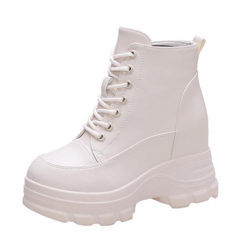 Fashion Women High Heels 9CM Thick Heel Ankle Boots Leather Chunky Shoes Autumn Winter Woman Punk Boots Platform Sneaker Botas Designer