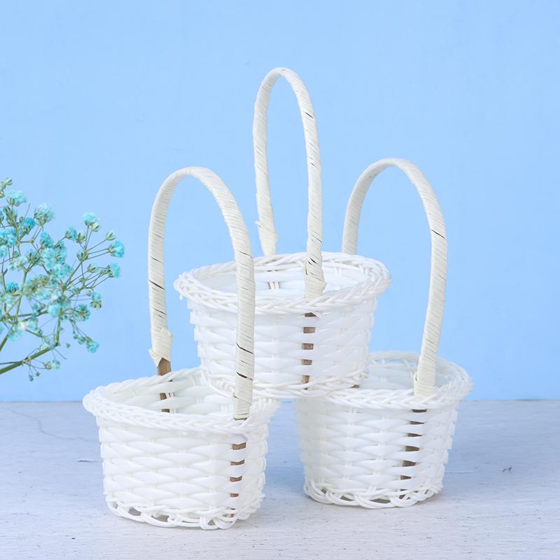 1Pcs Rattan Woven Exquisite Pastoral Style Portable Flower Basket