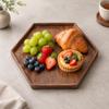 Black Walnut Serving Tray Elegant Hexagonal Wooden Space-Saving for