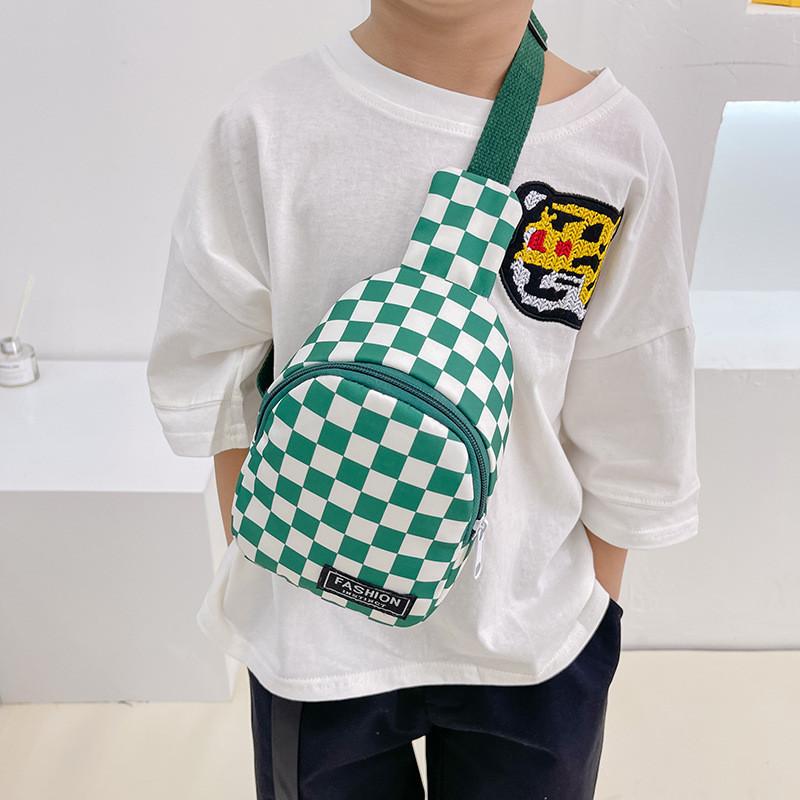 Checkerboard Shoulder Printed Bag Casual Chest Bag Children Crossbodybag Outdoor