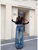 Women's High Street Retro Flare Jeans - Loose, Floor-Length Wide Leg Pants Trend