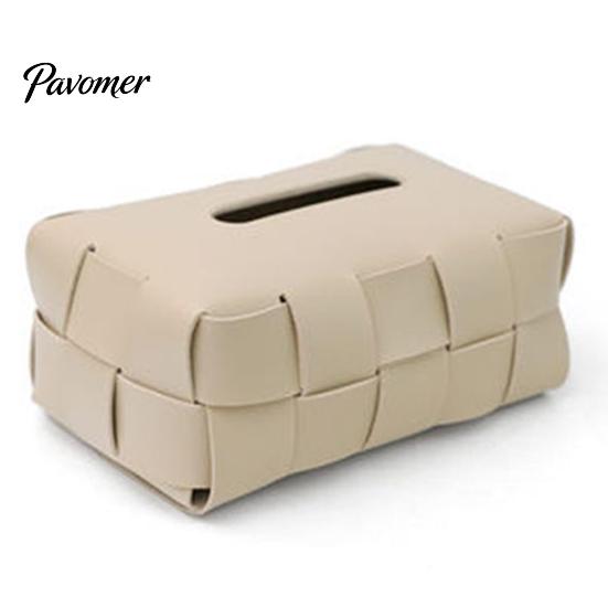 Artificial Leather Tissue Box Checkered Box, with Flip-Open Top, PU Holder, Durable Case Stain-Proof Facial Dispenser, for Bathroom Car Bedroom