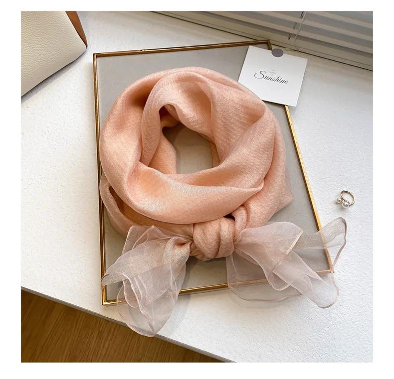 Four Season Silk Wool Scarf Women Hijab Plaid Pashmina Shawls And Wrap Luxury  Bandana Bufanda Blanket Scarves