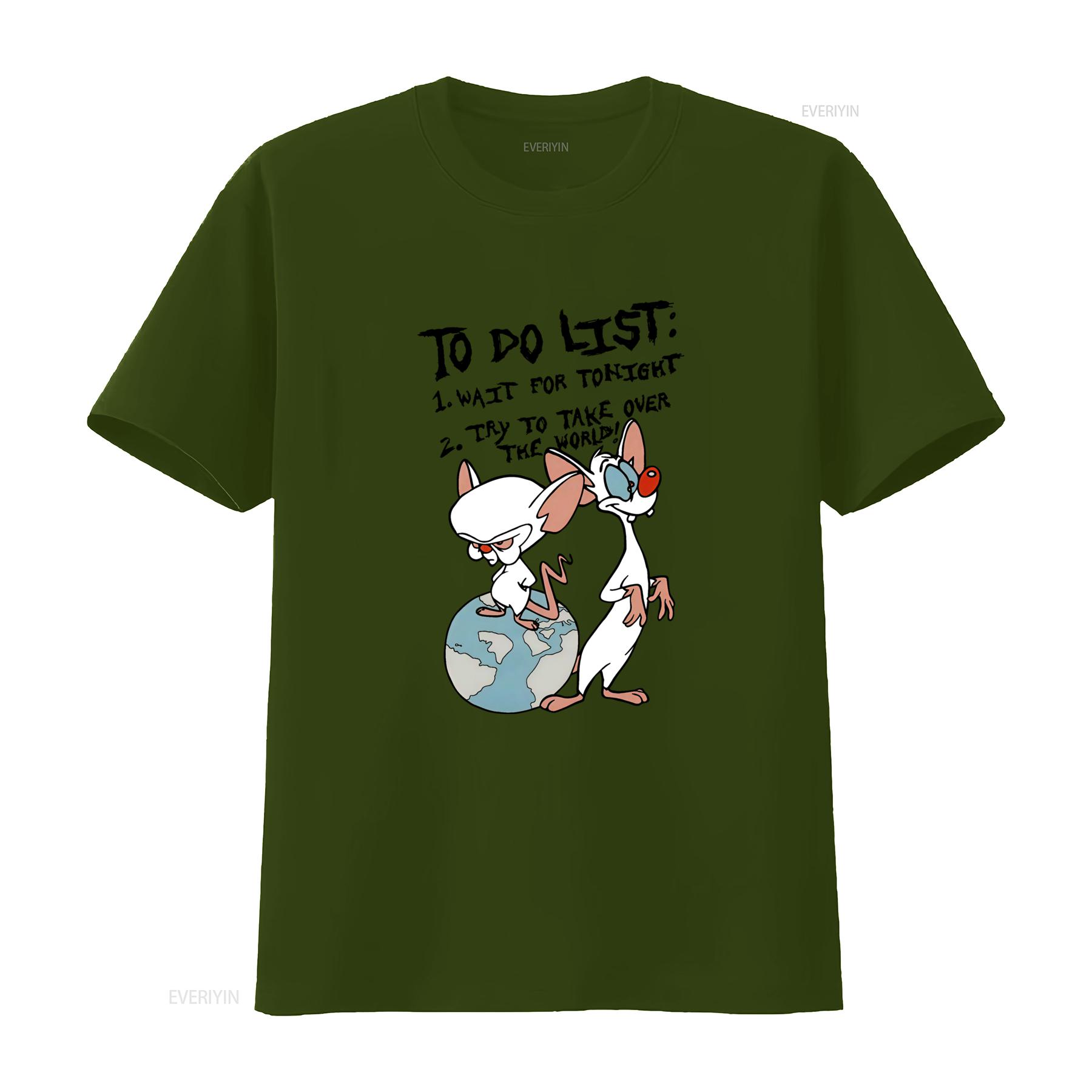 

Pinky and the Brain To Do List T Shirt for Men Fun Cartoon Design Comfortable Fit Perfect Fans vintage Washed Stretched L