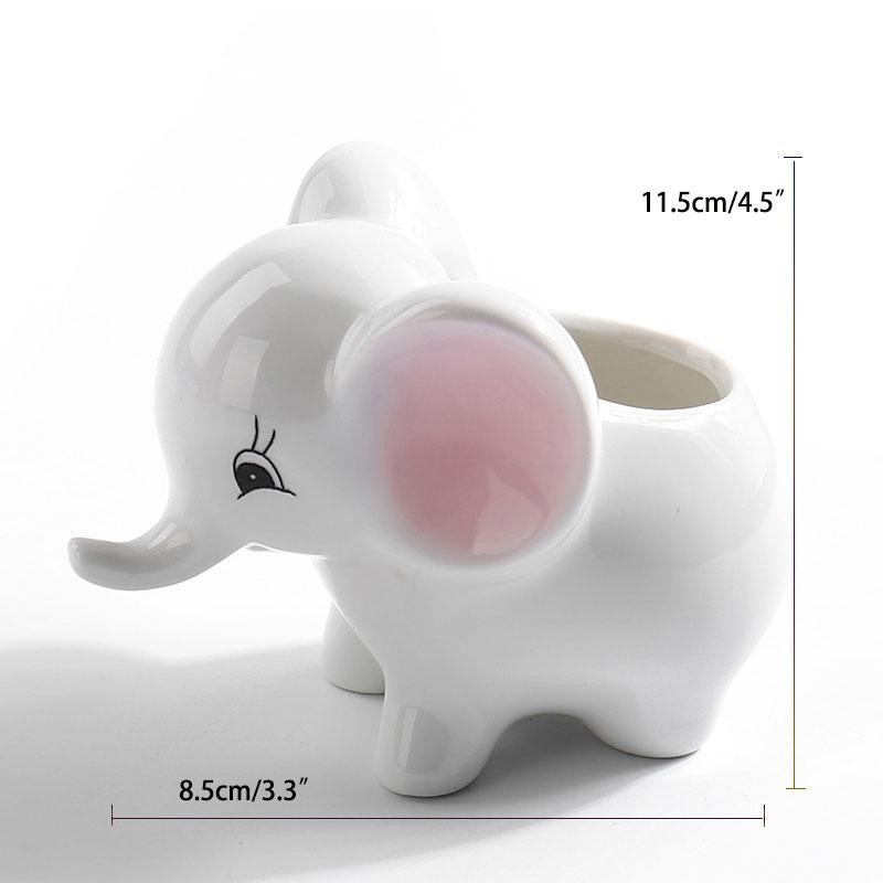 Creative Ceramic Mini Cute White Baby Elephant Succulent Flower Pot Home Table Decro Oranment Craft