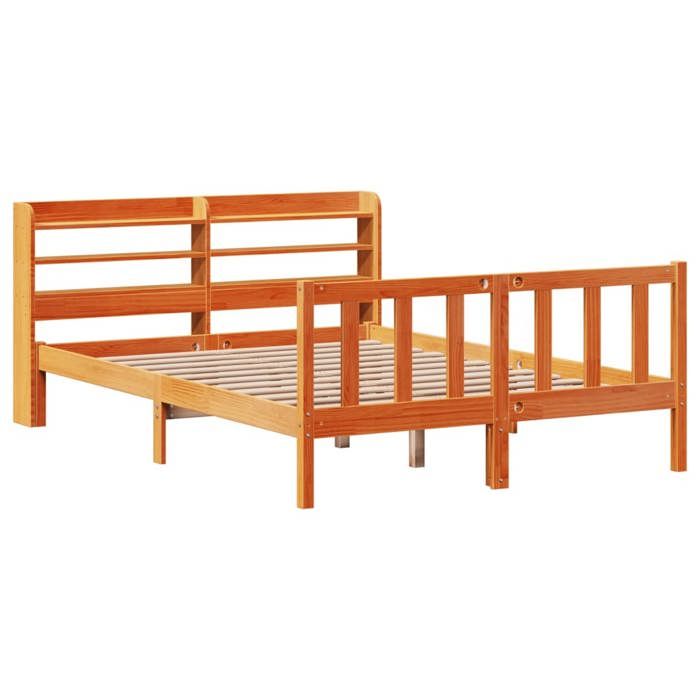 VidaXL Cadre de lit et tête de lit sans matelas cire marron 120x190 cm 3306592