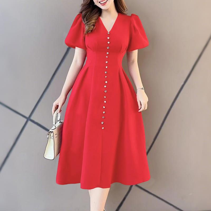 

ZANZEA Женское повседневное платье с V-образным вырезом, короткими рукавами, приталенное по талии, А-силуэта, длинное 2XL