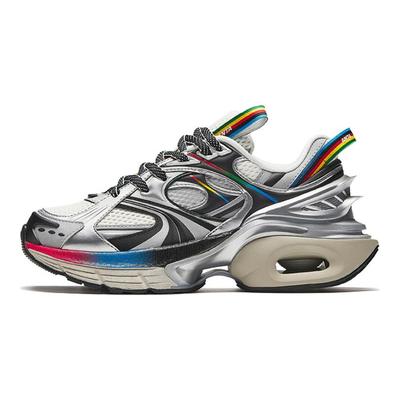 Xinyun Retro Talpă groasă Dinamic Colorway Rezistent la alunecare Durabil Low Top Casual Pantofi adidași femei Alb Argintiu Negru 122438877R-1