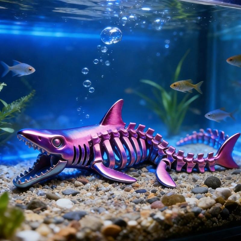 3D Printed Shark Bone Ornament with Articulated Design Flexible Joint Animal Figurine For Desk Toy Home Office Decors