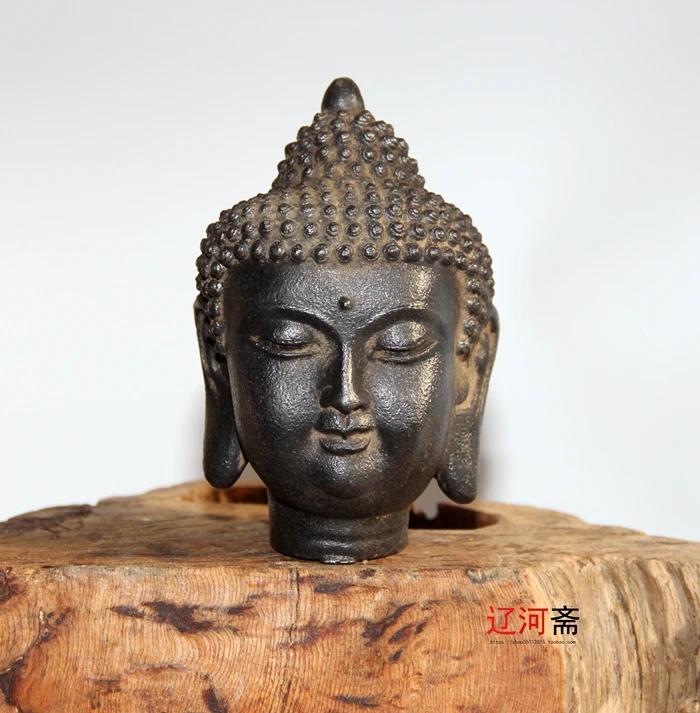 Buddhist Fengshui Iron Carved Buddha Head StatueRare Old Chinese
