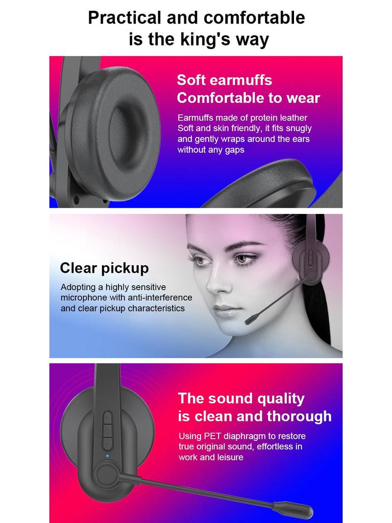 Wireless Bluetooth 2.4G Gaming Headset with ENC Noise Cancelling Mic, Low Latency for Computer, TV, Aviation, and Customer Service
