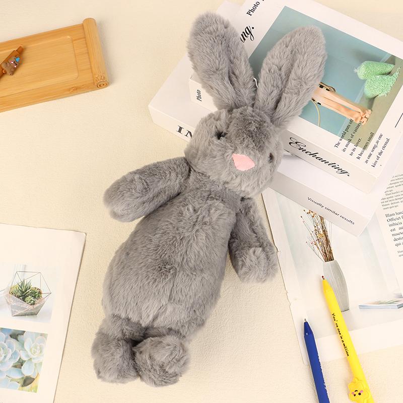 1Pc Cute Rabbit Shape Plush Pencil Case Plush Animal Stuffed Toy Stationery Pouch Makeup Bag Storage Bag School Supplies