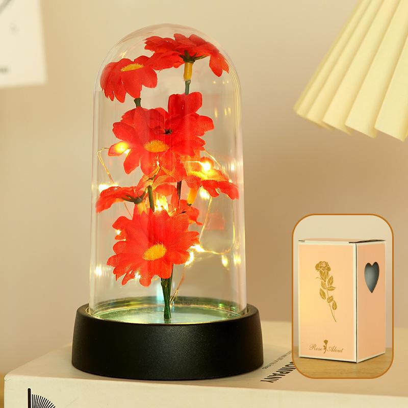 Valentine's Gold Folie Rose Glass Nattlys - Evig blomst Kreativ Ornament Bursdagsgave